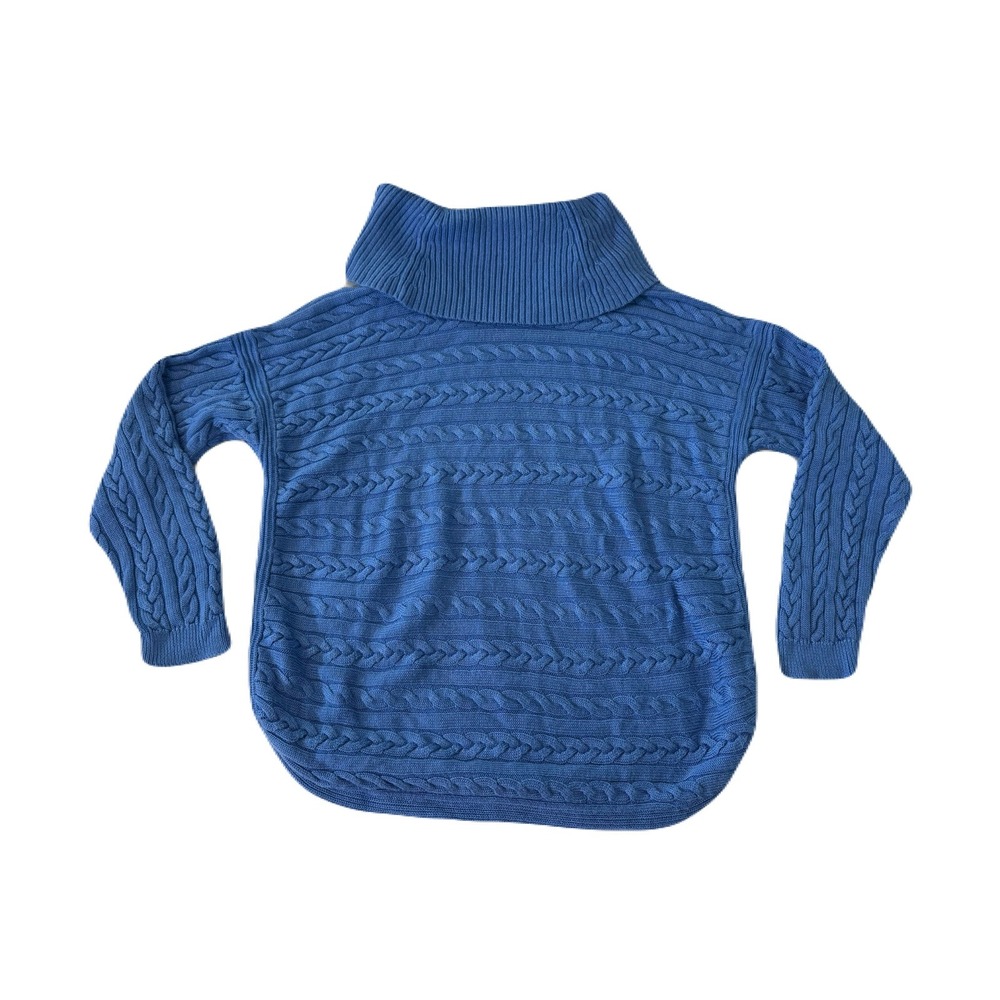 Lauren Ralph Lauren Blue Cable Knit Cowl Neck Sweater Cotton Blend XL